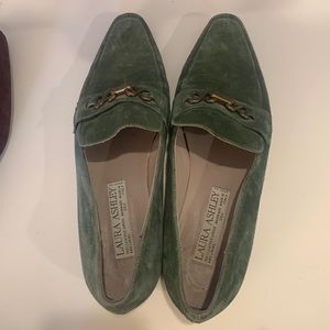Green suede vintage shoes by Larry Ashley